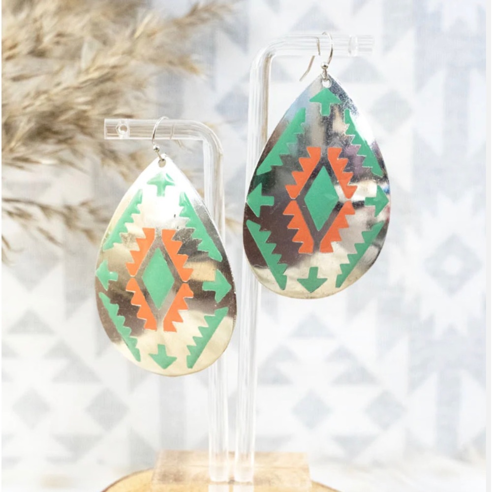 New! Mojave lane turquoise silvertone earrings